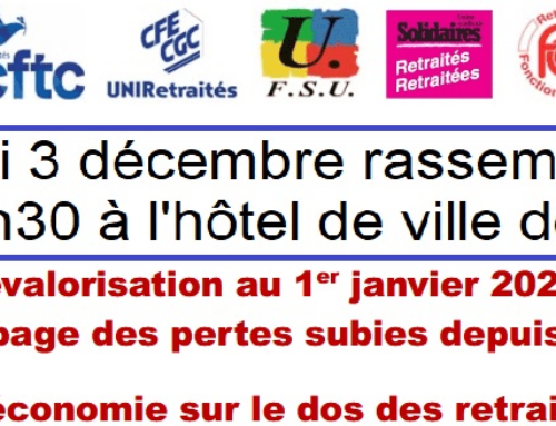 Mardi 3 décembre : rassemblement à 10h30  à l’hôtel de ville de LAON